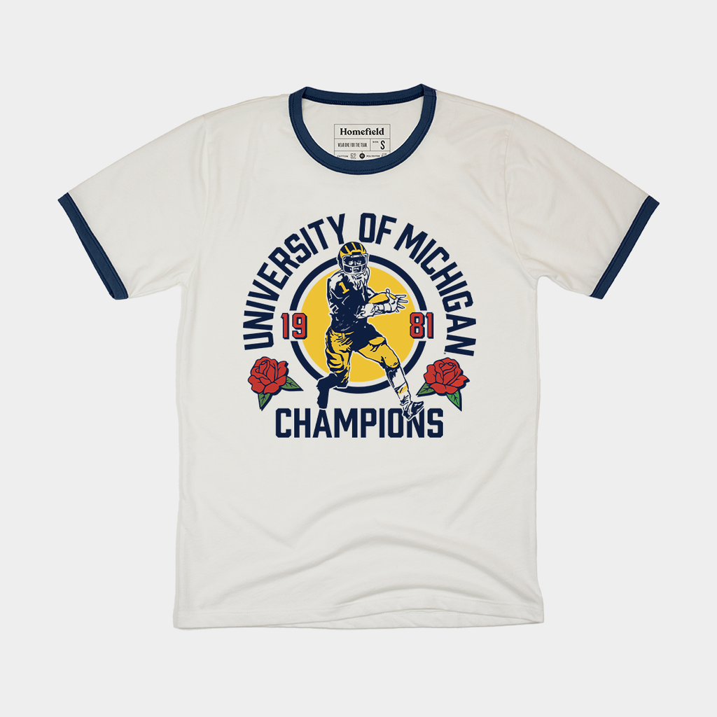 Michigan Football 1981 Roses Ringer Tee Hoodie, Sweatshirt | PureTeeCo.com