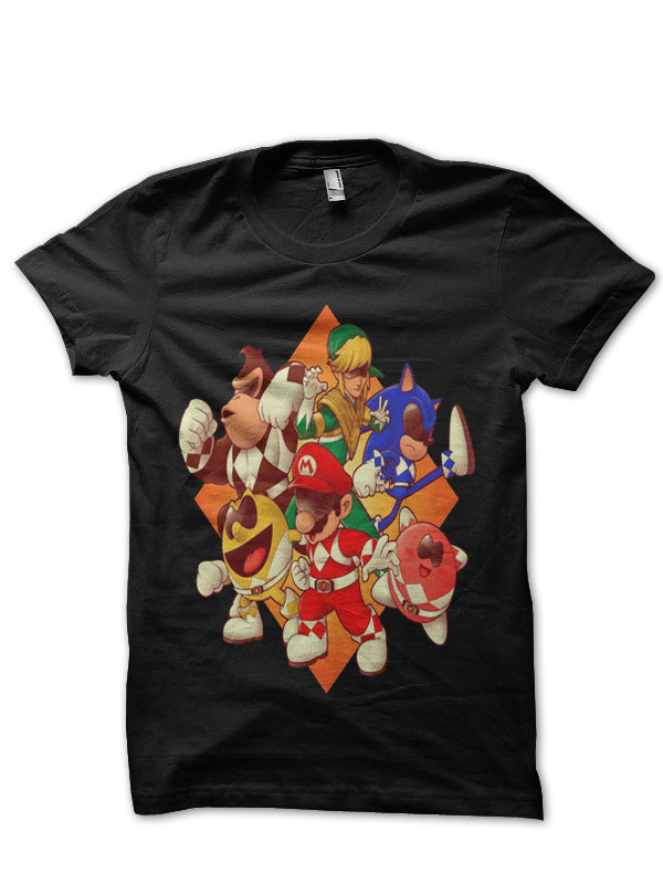 Mighty Gaming Rangers Black Half Sleeve T-Shirt Hoodie, Sweatshirt | PureTeeCo.com