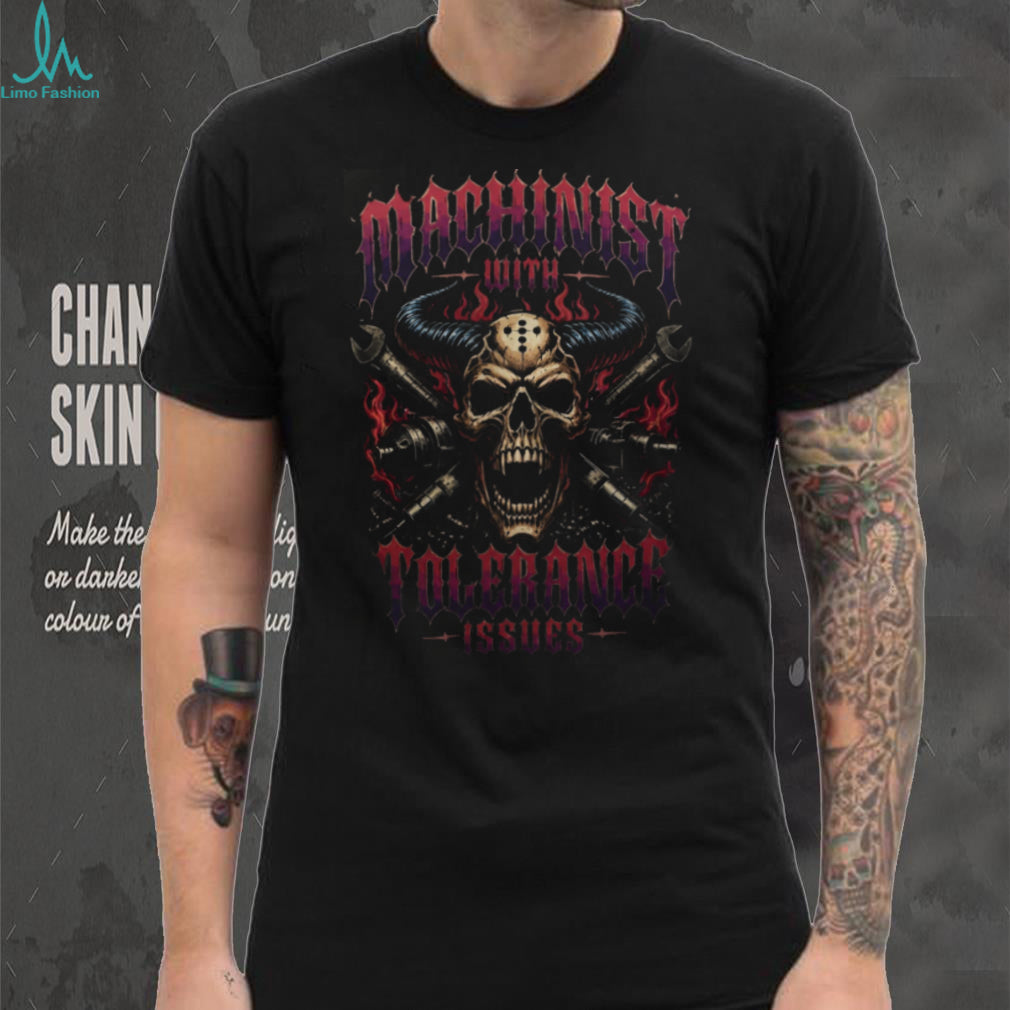 Machinist Skeleton With Horns Tolerance Issues Shirt