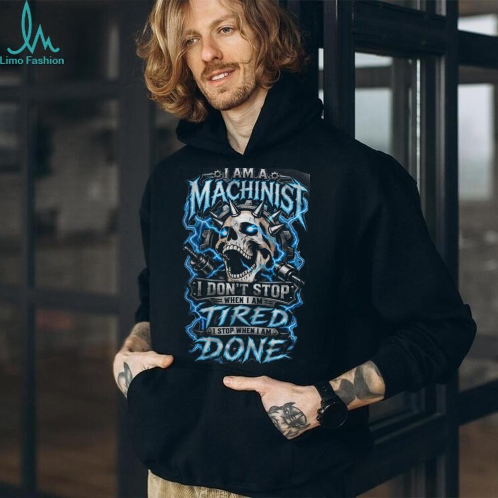 Machinist Skull Electric Lightning Blue Graphic Shirt