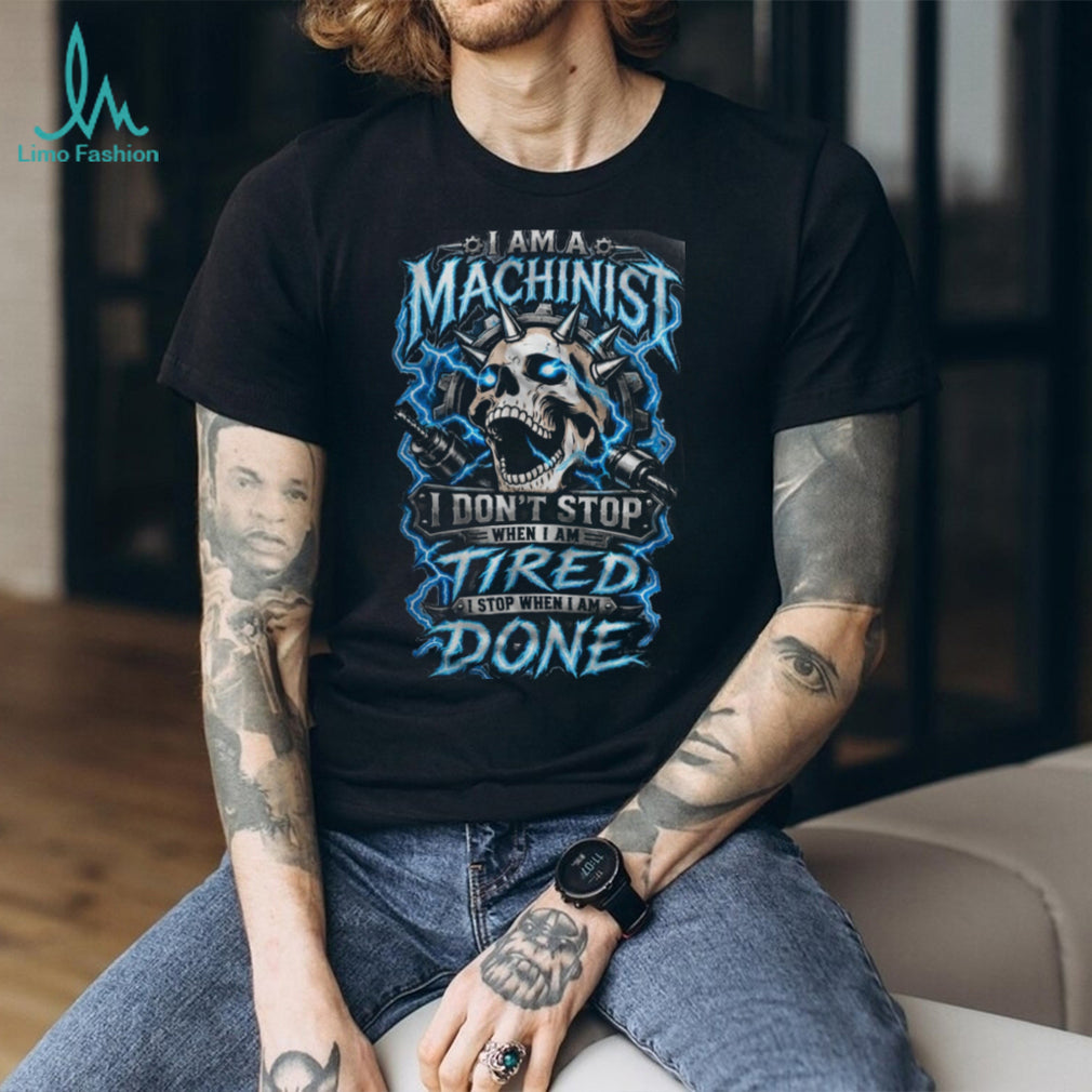 Machinist Skull Electric Lightning Blue Graphic Shirt