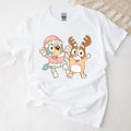 Magical Pastel Blue Sister Dogs Santa and Reindeer Christmas and Winter T Shirt, christmas Funny Shirt, Unisex T Shirt,...