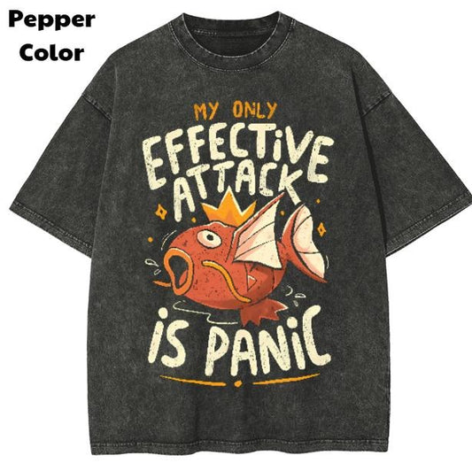 Magikarp Vintage Tees, Effective Attack Is Panic T-Shirt, Pokemon Graphic Tees, Funny Pokemon Shirt, Unisex Anime Shirt, Menswear Womenswear Streetwear