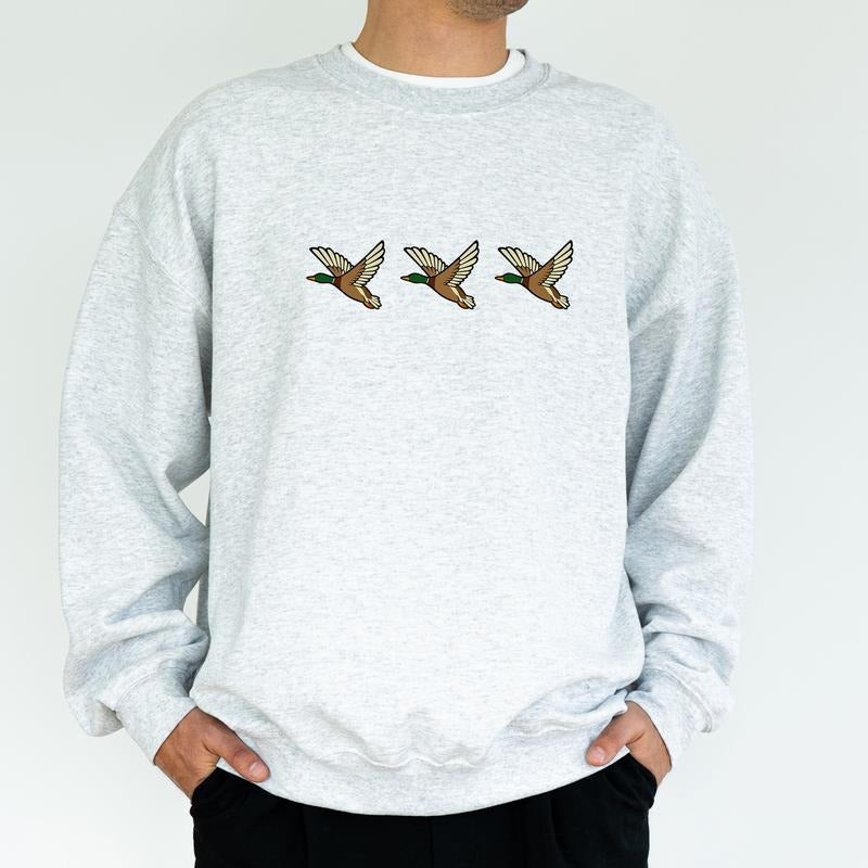 Mallard Ducks Sweatshirt, Duck Lovers Men Crewneck, Hunting Duck Lover Long Sleeved Pullover, Hunter Sweater, Gift For...