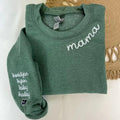 Mama Custom Embroidered Sweatshirt, Mom Custom Name On Sleeve With Heart Hoodie, Grandpa Shirt With Date, Mom Est Year...