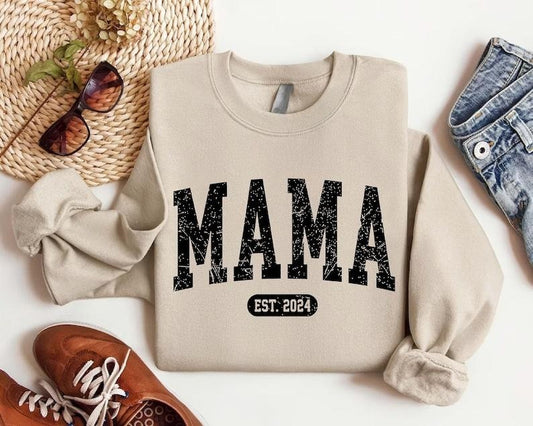 Mama Est 2024 Sweatshirt,Custom Mom Sweatshirt,New Mom Gift,Mama Crewneck,Mothers Day  T-shirt, sweater and Hoodie