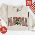 Mama Leopad Christmas Sweatshirt, Mom Christmas Crewneck,  Womens Holiday Sweater T-Shirts, Hoodie | PureTeeCo.com