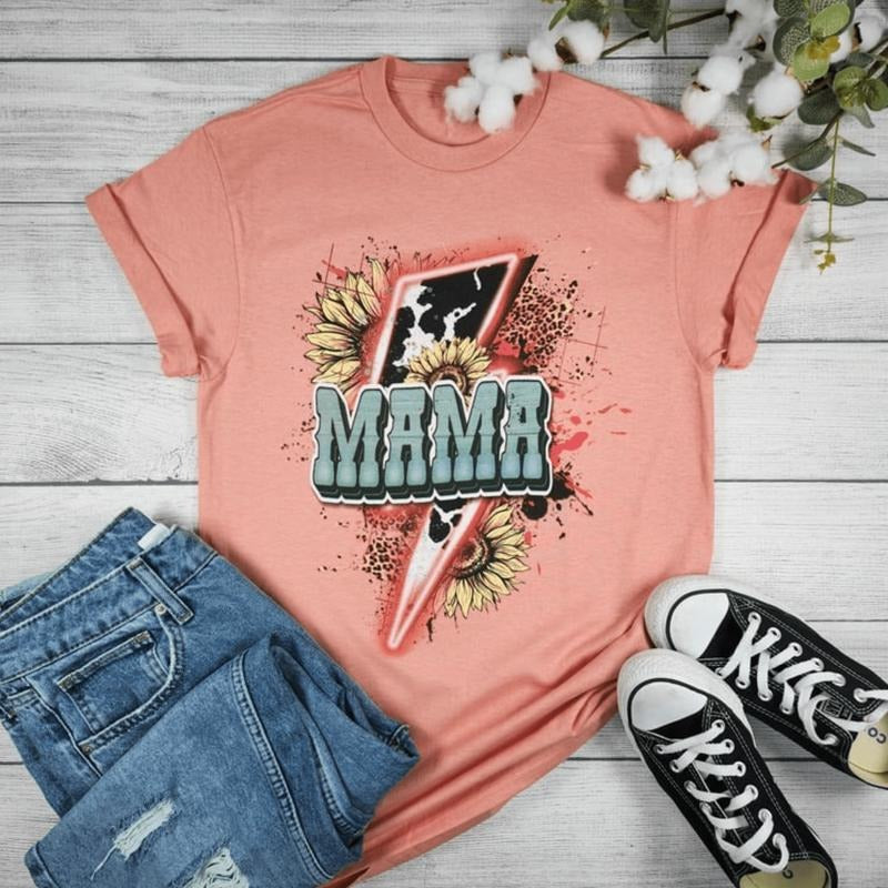 Mama Lightning Cow and Sunflower Graphic T-shirt Hoodie, Sweatshirt | PureTeeCo.com