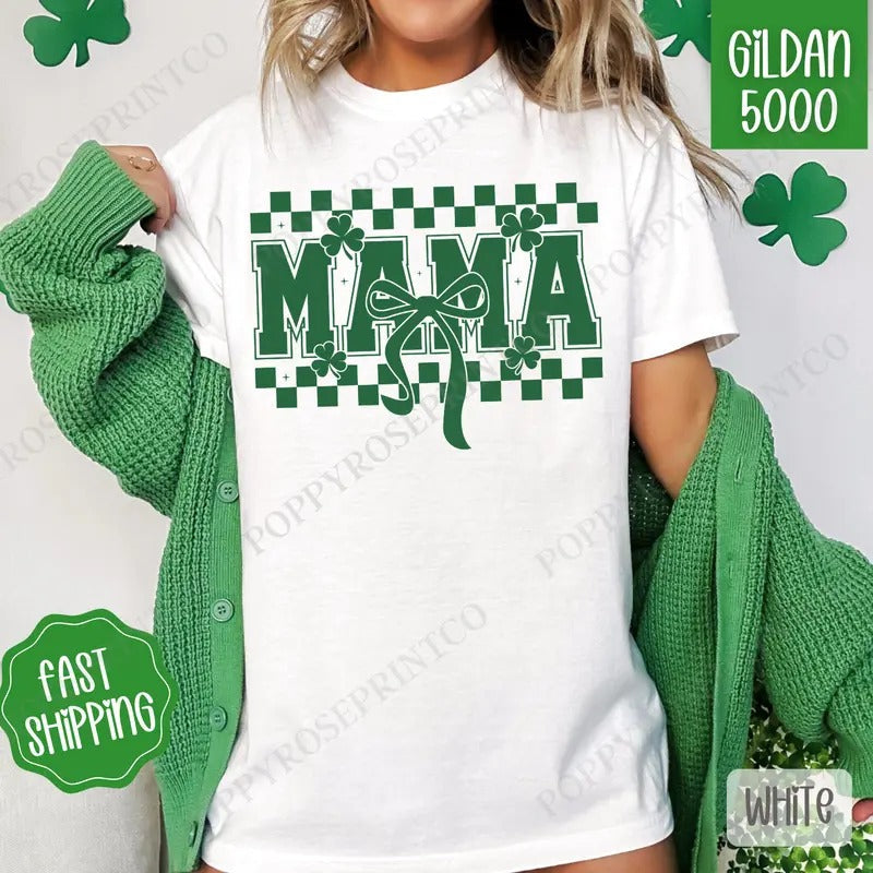 Mama St Patrick Shirt Gildan, St Patrick's Day Women's Tee, Cute Women's Tshirt Plus Sizes Hoodie, Sweatshirt | PureTeeCo.com