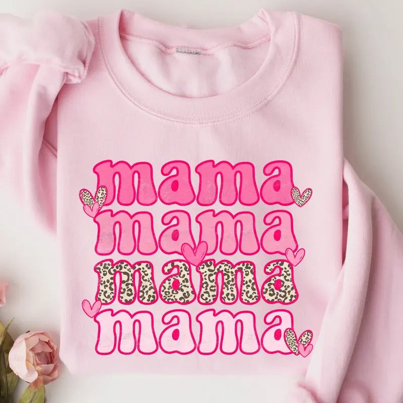 Mama Sweatshirt - Cozy Love Gift for Mom, Mother's Day Crewneck for Women T-Shirts, Hoodie | PureTeeCo.com