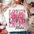 Mama Valentine Sweatshirt, Loved Mama Sweatshirt, Valentines Day Heart Coquette Bow Sweatshirt, Pink, Brushstroke...