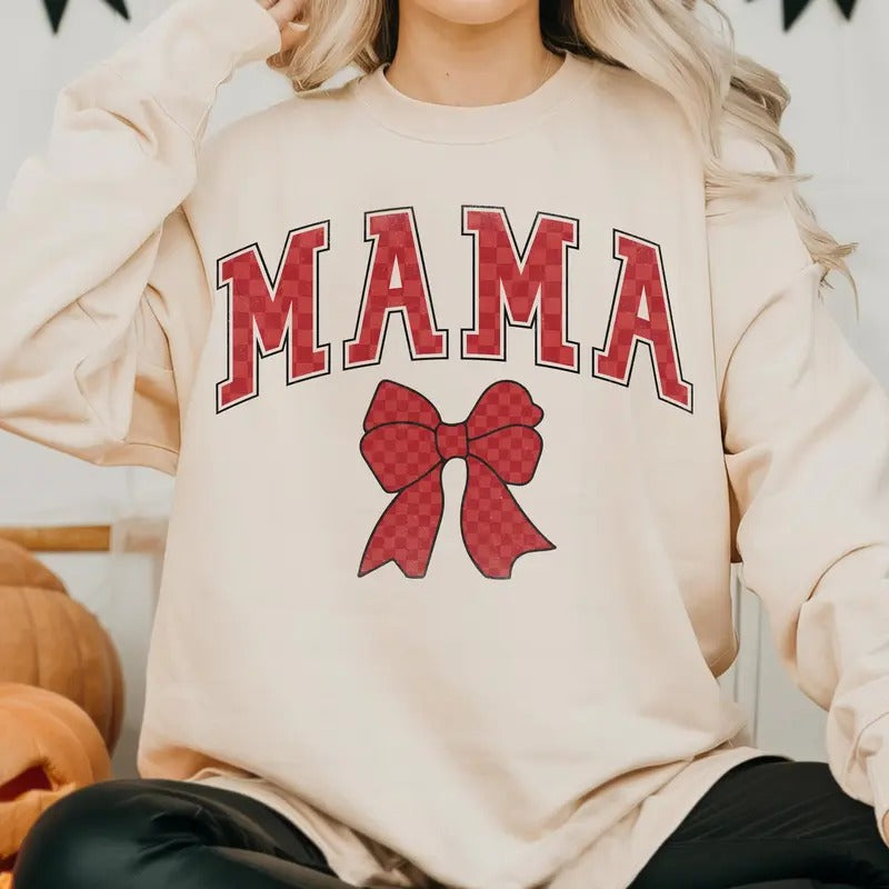 Mama Valentine checkered Sweatshirt, Mama Valentine Sweatshirt, Mama Coquette Valentine Sweatshirt, Heart Sweatshirt,...