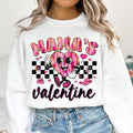 Mamas Valentine Sweat, Retro Checkered Valentine Heart Sweat, Girls Valentine Sweat, Brushstroke, Glitter, Pink Valentine...