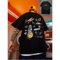 Manfinity EMRG Men's Drop Shoulder T-Shirt With Space Element & Letter Print, 2 Sided T-Shirt , Naughty Clothes Men,...