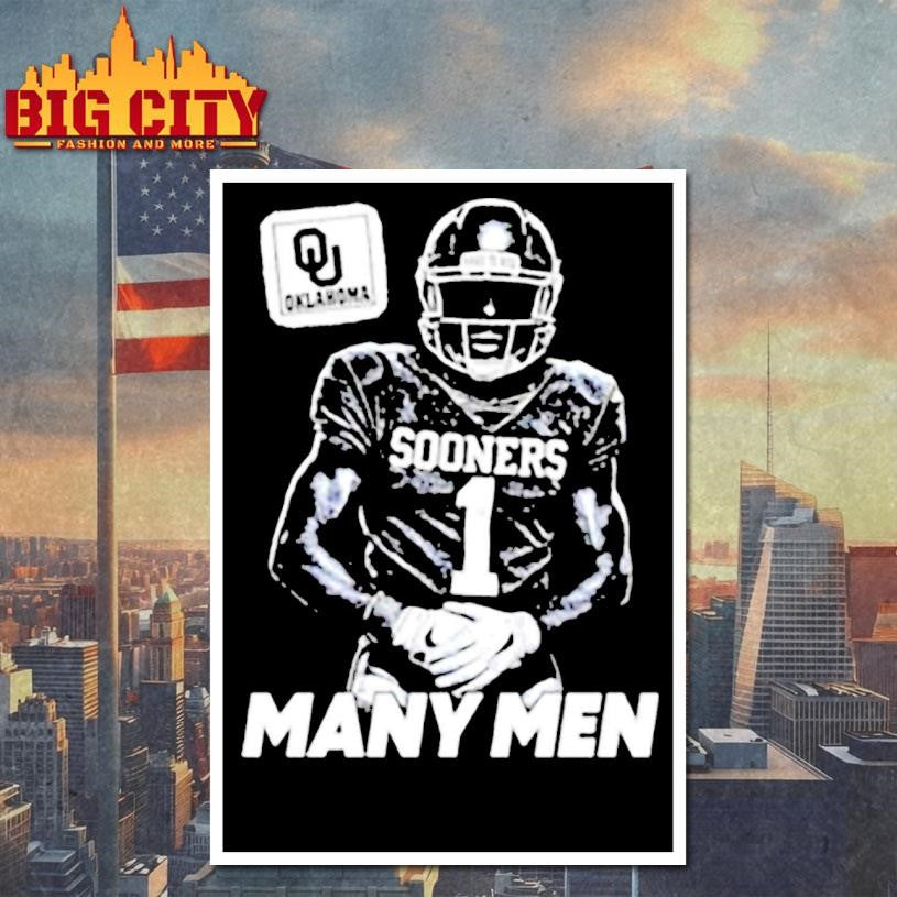 Many Men Oklahoma Sooners #1 player graphic shirt