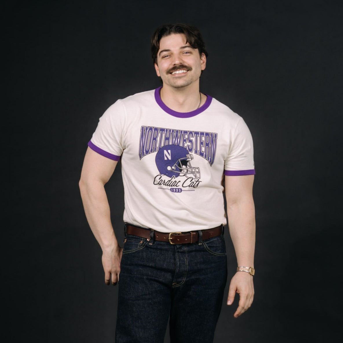 Northwestern 1995 "Cardiac Cats" Ringer Tee Style001 Hoodie, Sweatshirt | PureTeeCo.com (Image 2)