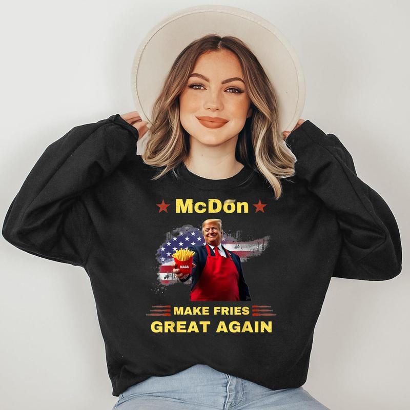 McDon 2024 Funny Donald Trump French Fry Cooking FriesFf Sweatshirt T-Shirts, Hoodie | PureTeeCo.com
