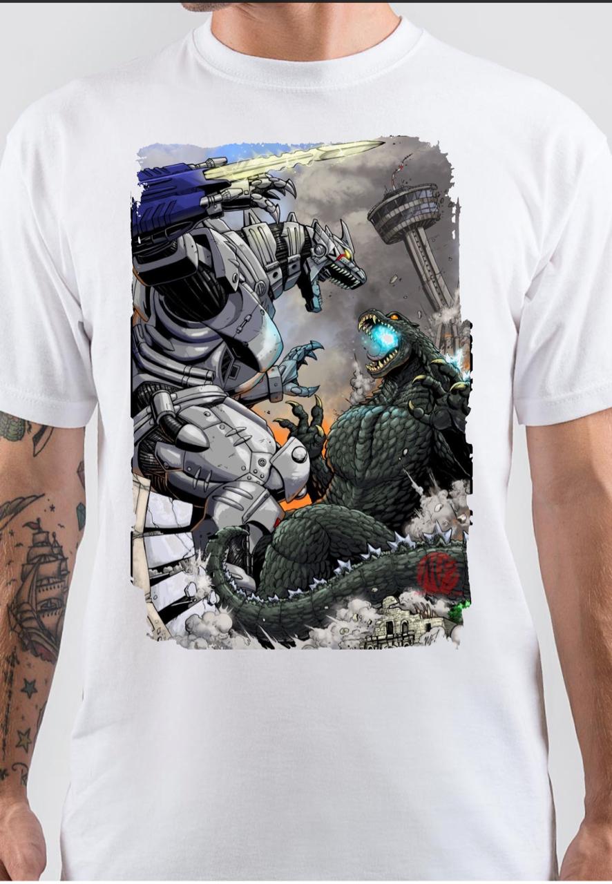 Mechagodzilla Vs Godzilla White T-Shirt Hoodie, Sweatshirt | PureTeeCo.com