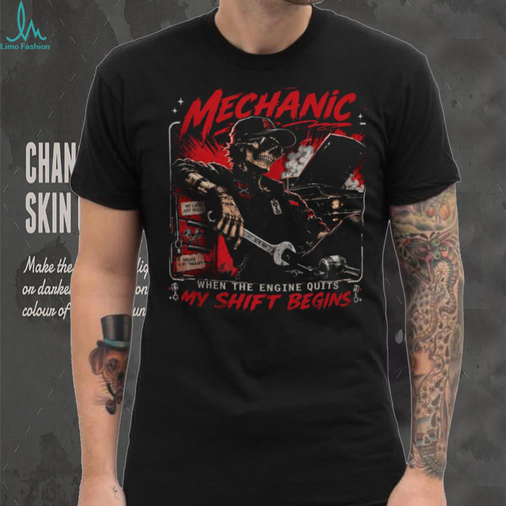 Mechanic Skull Grease Is My Therapy Shirt
