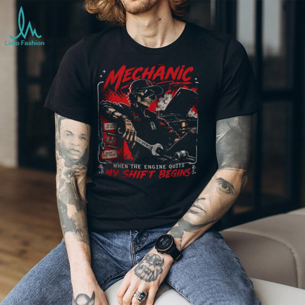 Mechanic Skull Grease Is My Therapy Shirt
