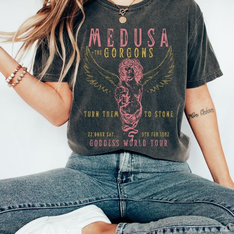 Medusa Distressed Band Tee Vintage Band T Shirt Snake Shirt Greek Mythology Greek Goddess Medusa Shirt Greek Apparel...