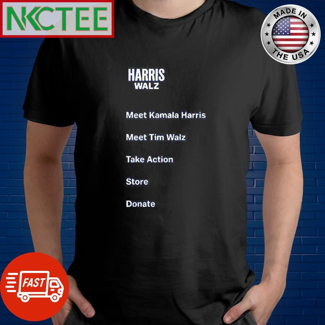 Meet Kamala Harris Meet Tim Walz take action store donate shirt