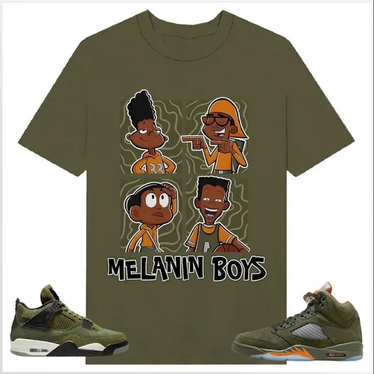 Melanin Boy T-shirt, Shirt match Sneaker Classic Cotton Green Color Hoodie, Sweatshirt | PureTeeCo.com