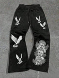 Men's Angel & White Dove Print Drawstring Waist Sweatpants, Regular Fit Street Fashion  Casual Comfy Pocket Straight Leg ...