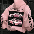 Men's Car & Letter Print Drop Shoulder Hoodie, Fashion Casual Regular Fit Drawstring Pocket Hooded Sweatshirt for Daily...
