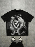 Men's Cartoon Face Print Round Neck Tee, Regular Fit Casual Fashion Shortsleeve T-shirt for Summer, Men's Top for Daily...