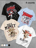 Men's Cherub & Letter Print Short Sleeve Tee, Casual Round Neck T-shirt for Daily Wear, Men's Top for All Seasons Hoodie,...