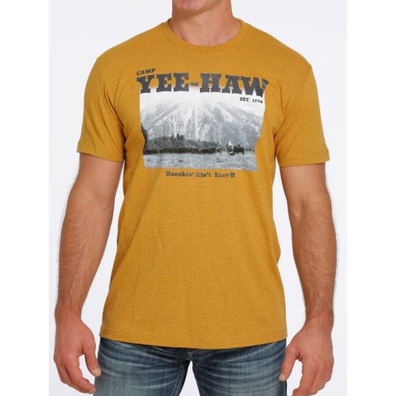 Men's Cinch Gold T-Shirt, Ranchin' Ain't Easy Graphic, Western Cowboy Workwear Hoodie, Sweatshirt | PureTeeCo.com