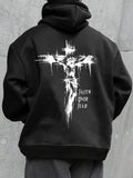 Men's Cross Print Hoodie, Casual Regular Fit Long Sleeve Hooded Sweatshirt for Spring & Fall, Fashion Men's Top for Daily...