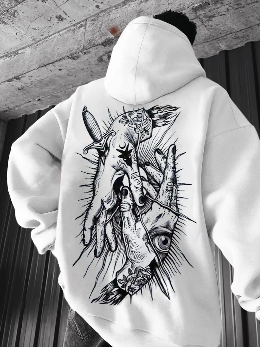 Men's Hand Print Drop Shoulder Hoodie, Fashion Casual Regular Fit Drawstring Hooded Sweatshirt for Daily Holiday Outdoor...