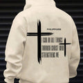 Men's Letter & Cross Print Drop Shoulder Hoodie, Fashion Casual Regular Fit Drawstring Pocket Hooded Sweatshirt for Daily...