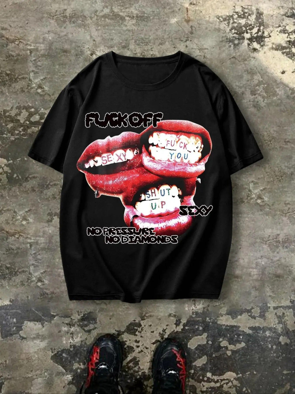 Men's Letter & Lip Print Round Neck Tee, Regular Fit Casual Short Sleeve Crew Neck T-Shirt for Summer, Fashion Men's Top...