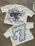 Men's Letter & Star Print Round Neck Tee, Casual Short Sleeve Crew Neck T-shirt for Daily Wear, Men's Top for All...