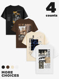 Men's Letter Graphic Print Round Neck Tee, Regular Fit Casual Short Sleeve T-shirt, Men's Summer Top for Daily Wear...