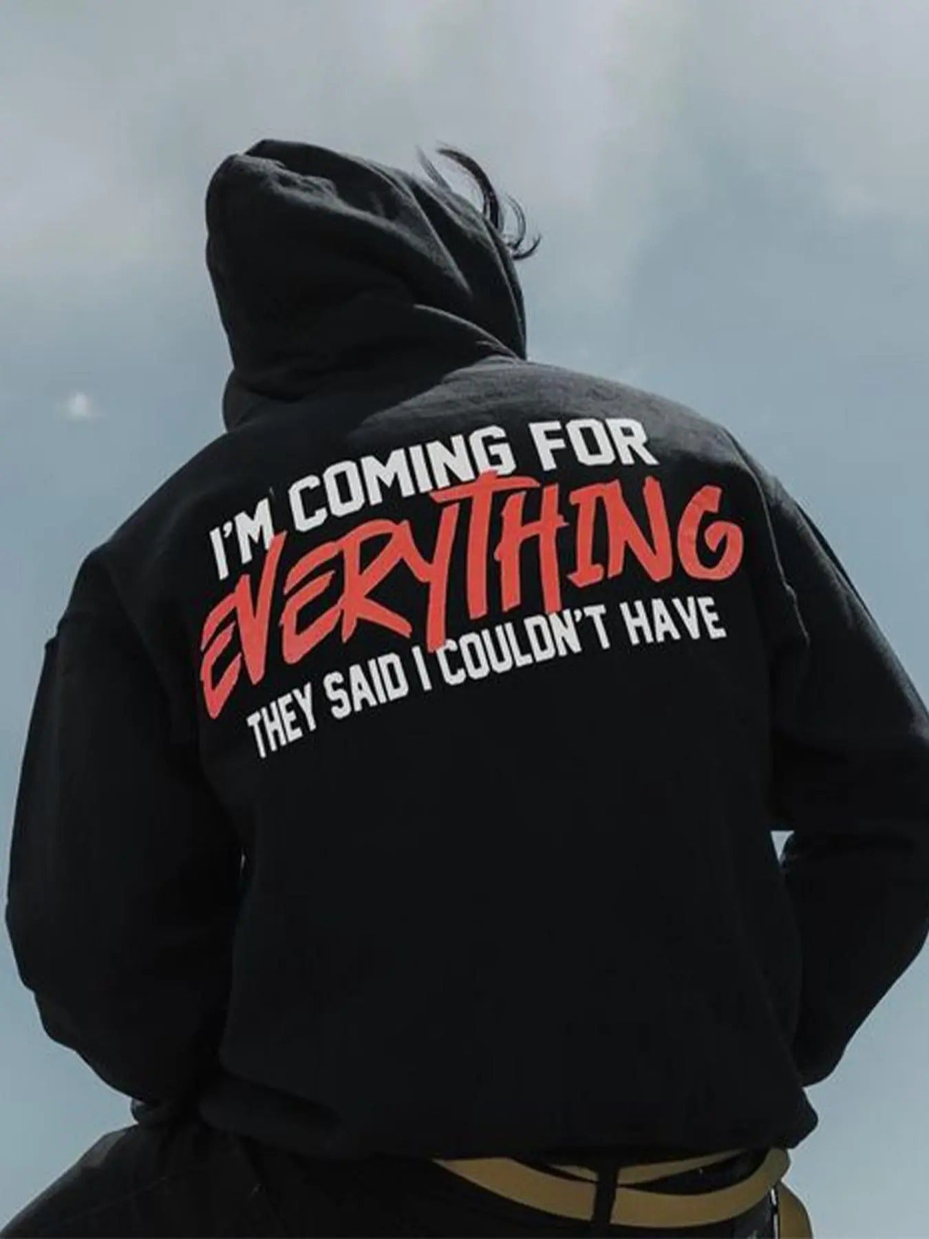 Men's Letter Print Drop Shoulder Hoodie, Fashion Casual Regular Fit Drawstring Pocket Hooded Sweatshirt for Daily Holiday...