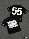 Men's Letter Print Loose Fit Sports T-Shirt, Men's Graphic Shirts for All Season, Streetwear for Summer, Daily Wear...