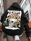 Men's Mushroom & Skull Print Drop Shoulder Hoodie, Fashion Casual Regular Fit Drawstring Hooded Sweatshirt for Daily...