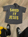 Men's Plaid & Letter Print Short Sleeve Shirt, Regular Fit Casual Street Soft Comfy Collared Top for Summer, Men's...
