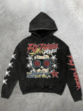 Men's Regular Fit Cartoon & Letter Print Hoodie, Casual Street Long Sleeve Hooded Sweatshirt for Daily Holiday Outdoor...