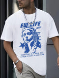 Men's Regular Fit Cartoon & Letter Print Round Neck T-shirt, Casual Short Sleeve Crew Neck Tee for Summer, Fashion Men's...