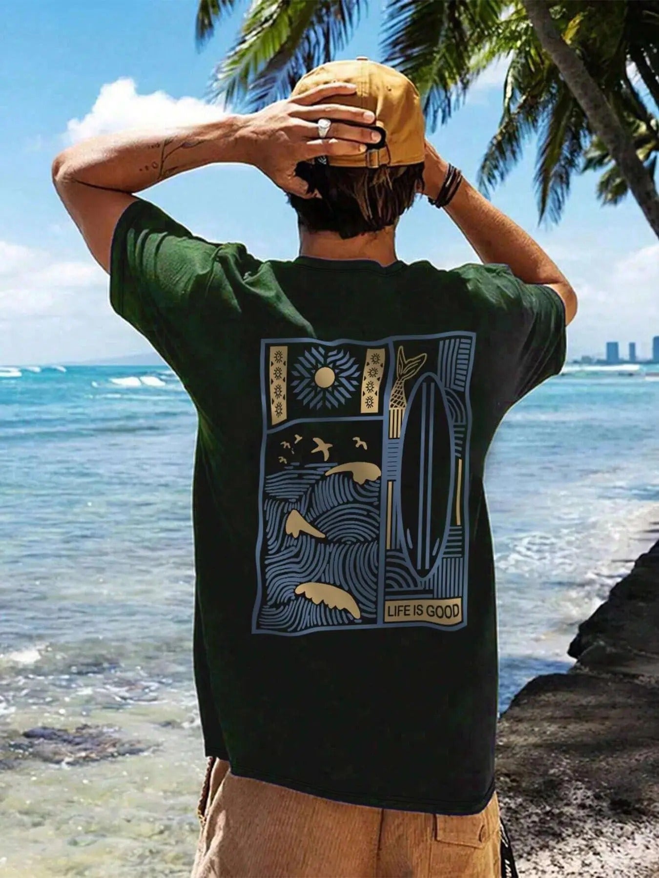 Men's Regular Fit Graphic Print Round Neck Short Sleeve Tee, Casual Crew Neck T-shirt for Daily Wear, Men's All-Match Top...