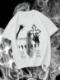 Men's Regular Fit Skull & Cross Print Round Neck Graphic Tee, Casual Short Sleeve Crew Neck T-shirt for Summer, Fashion...