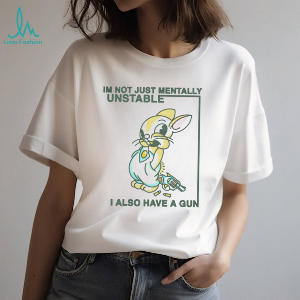 Mentally Unstable Rabbit with a Gun cartoon bunny shirt