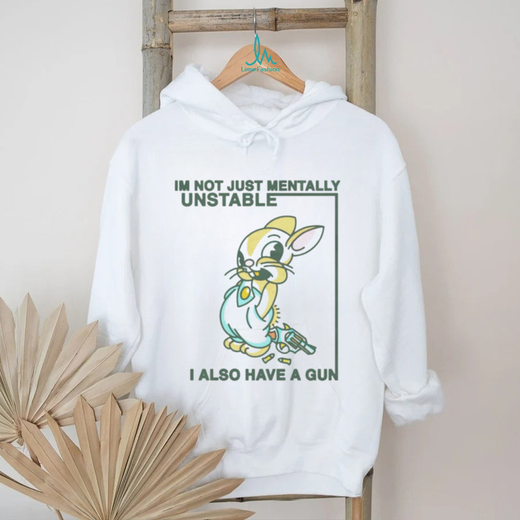 Mentally Unstable Rabbit with a Gun cartoon bunny shirt