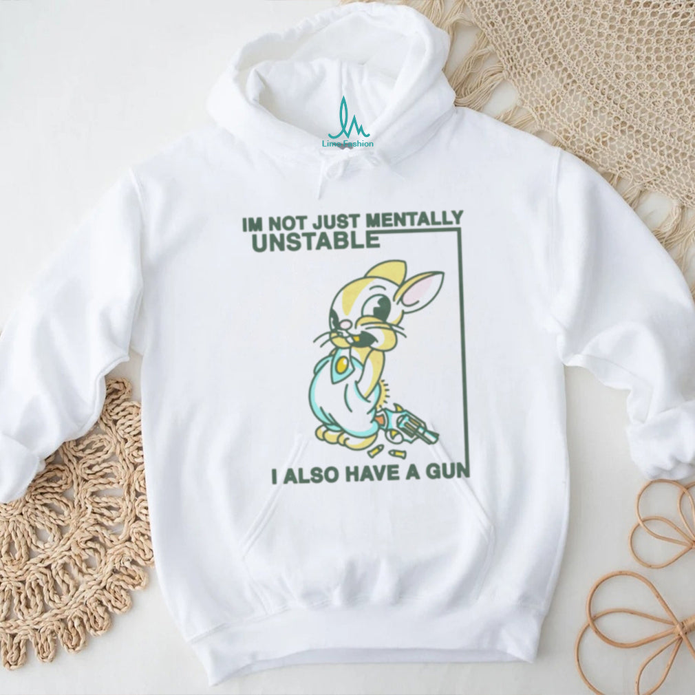 Mentally Unstable Rabbit with a Gun cartoon bunny shirt