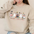 Meowy Christmas Vibes Unisex T-Shirt - Medium-Heavy Fabric, Loose Fit - Pullover Hoodie, Sweatshirt | PureTeeCo.com